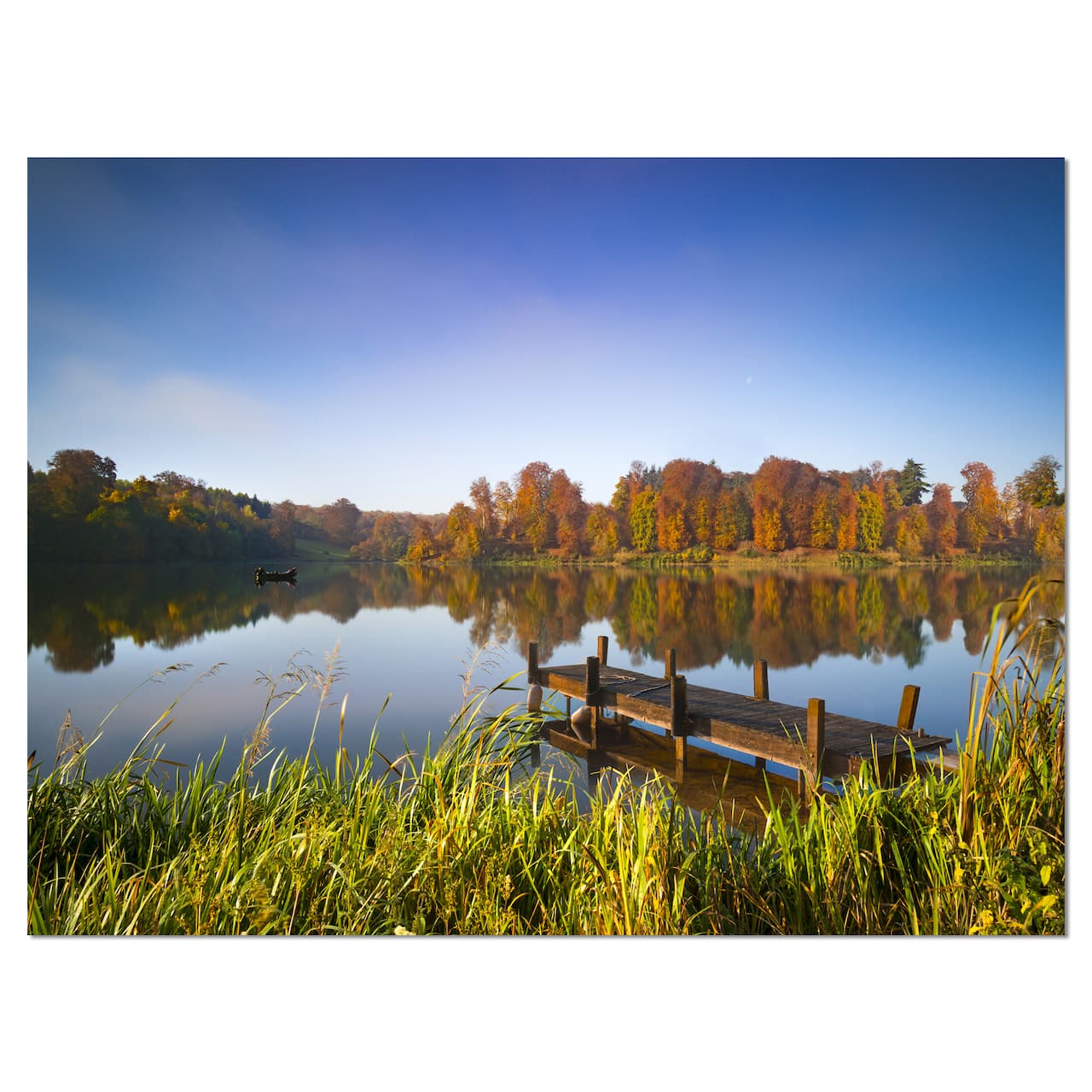 Designart - Still Waters of Fall Lake - Landscape Canvas Art Print